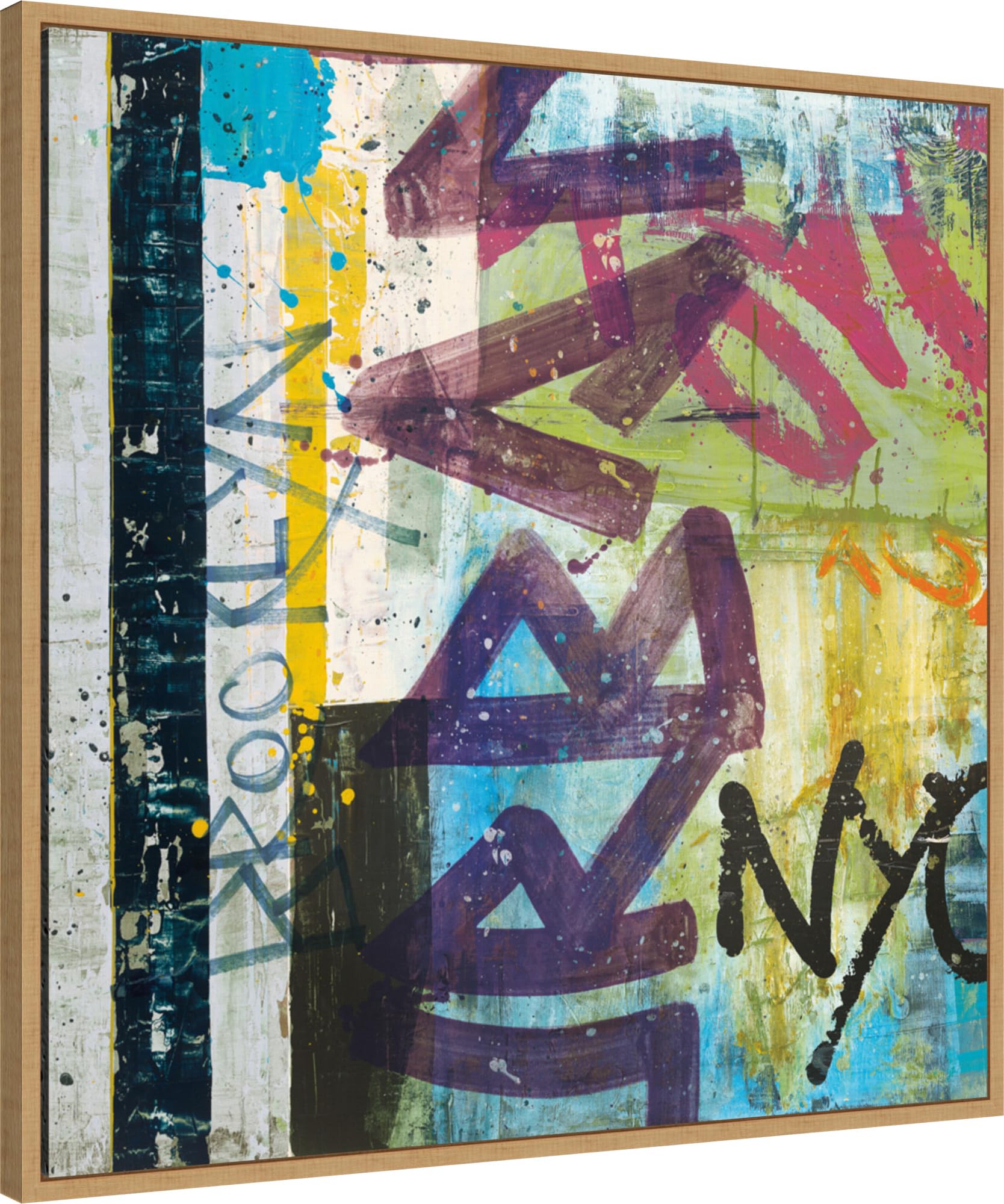 Amanti Art Framed Canvas Wall Art 30x30 City Graffiti by Wild Apple Portfolio, Framed Wall Art Canvas, Cityscapes Artwork, Modern Decor, Large Poster Painting for Living Room, Bedroom, Bathroom,