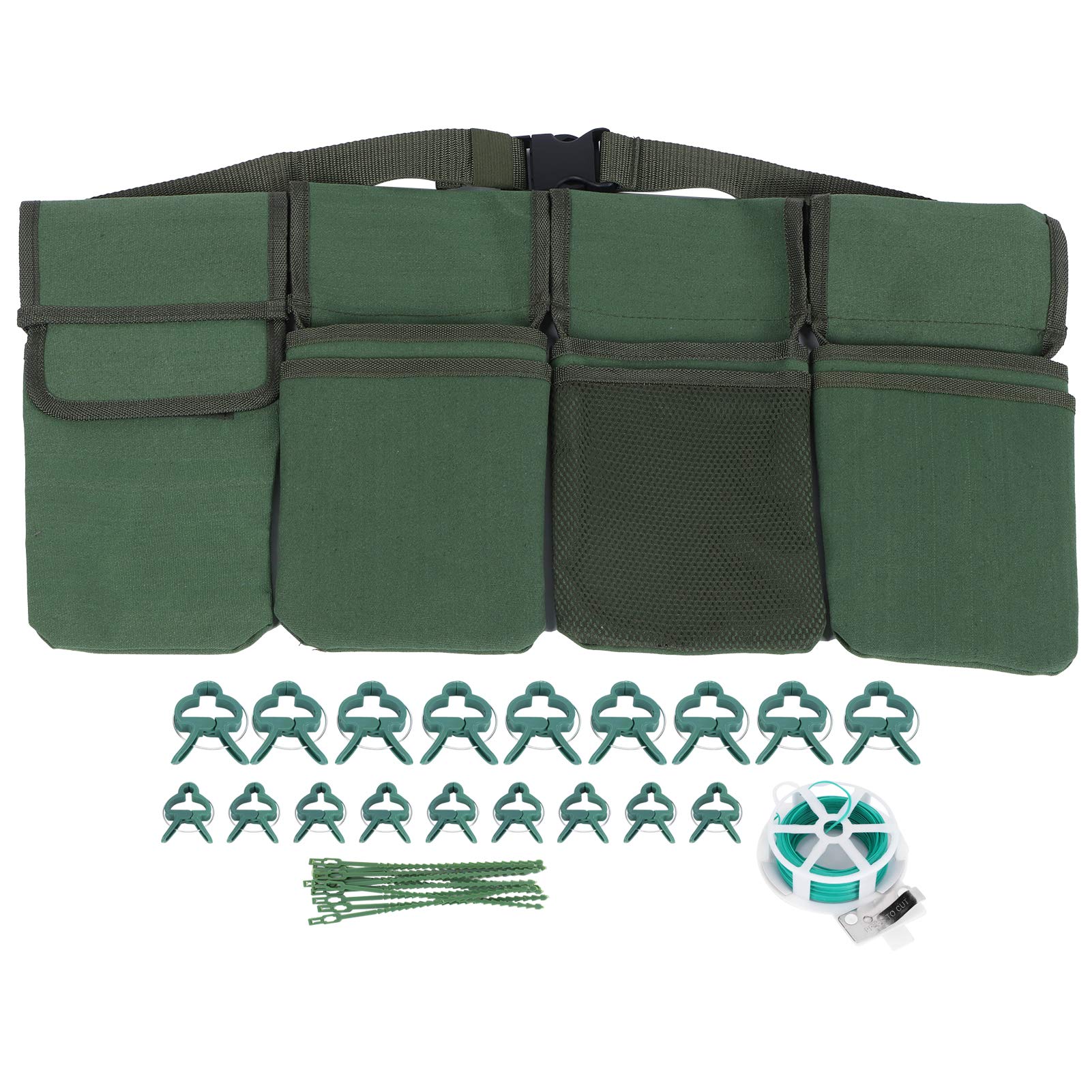 Set di attrezzi da giardinaggio, verde con clip di sostegno per piante, kit di fascette regolabili per la tutoratura di pomodori, cetrioli e piselli dolci, organizer