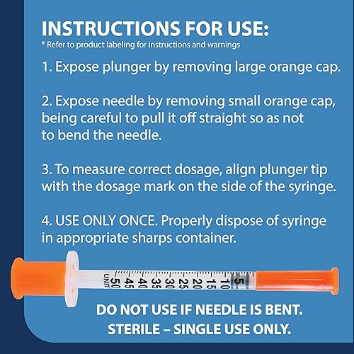 Miniatura 3 de TRUEplus - Jeringas de insulina 1.06 oz 0.5cc 516" (paquete de 100)