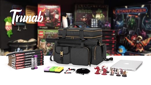 Trunab DND Reistas voor Tabletop RPG Adventurer's Travel Game, Tas voor Battle Mat, Grote Capaciteit met Schuimlaag Dungeons and Dragons, Geschikt voor Handleiding, DND Dice