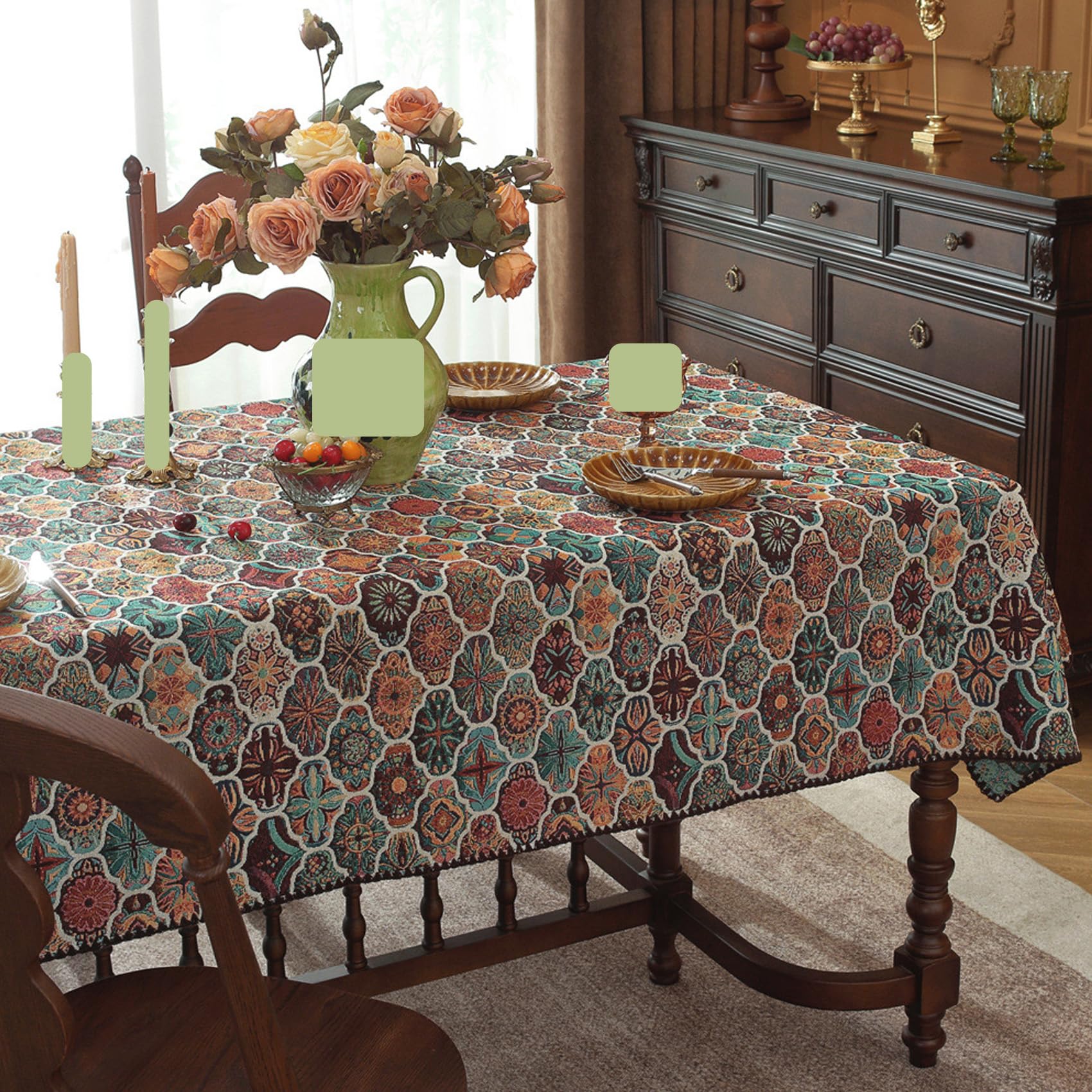 JUXDZISHW Floral Rectangle Tablecloth Farmhouse Vintage Flower Print Table Cloth