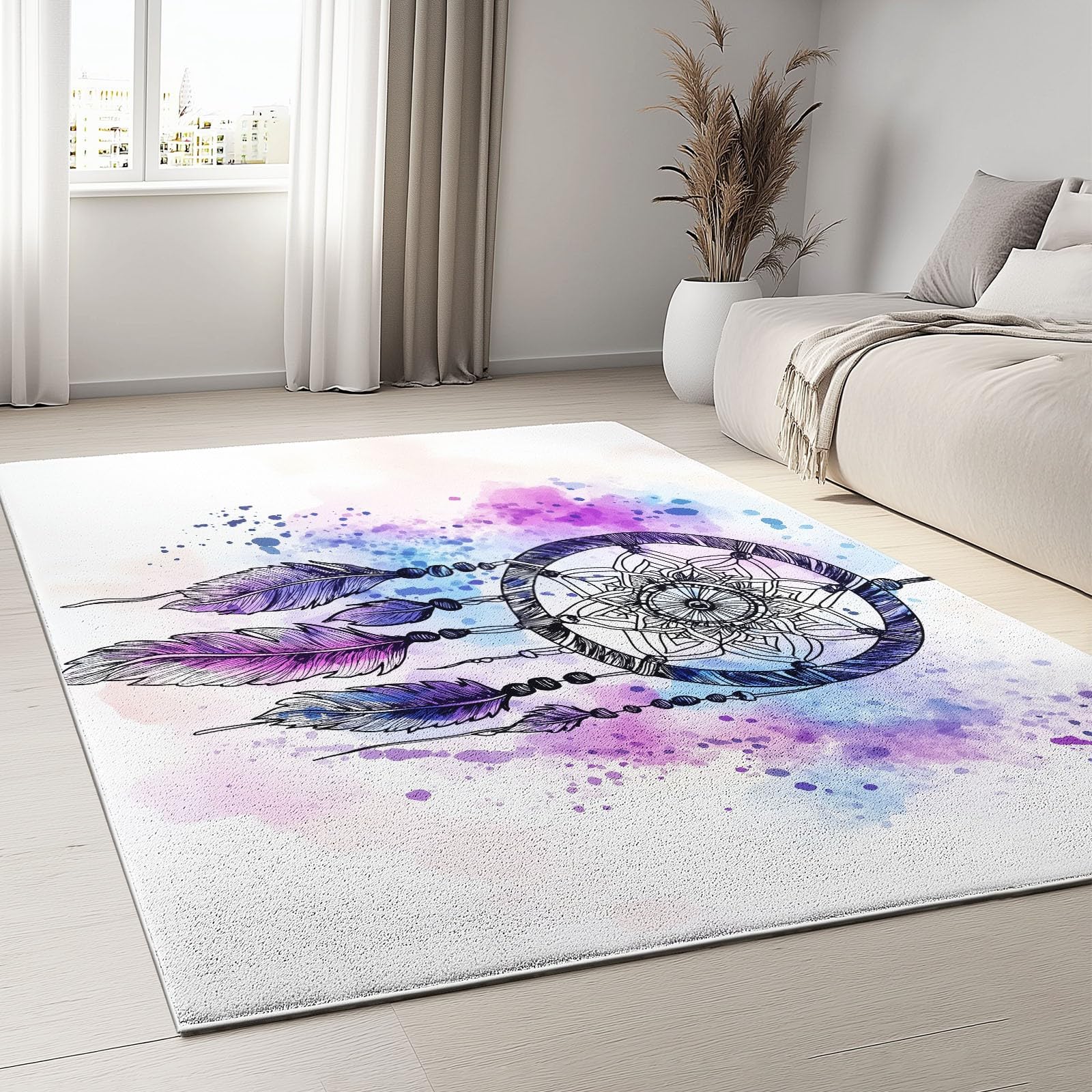 Tapis antidérapant violet poil court résistant 140x200 cm pour bureau et salon