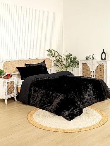 Miniatura 5 de Funda de edredón de terciopelo sólido ultra lujosa, ropa de cama bohemia de 3 piezas, juego de ropa de cama de terciopelo (azul aguamarina, tamaño