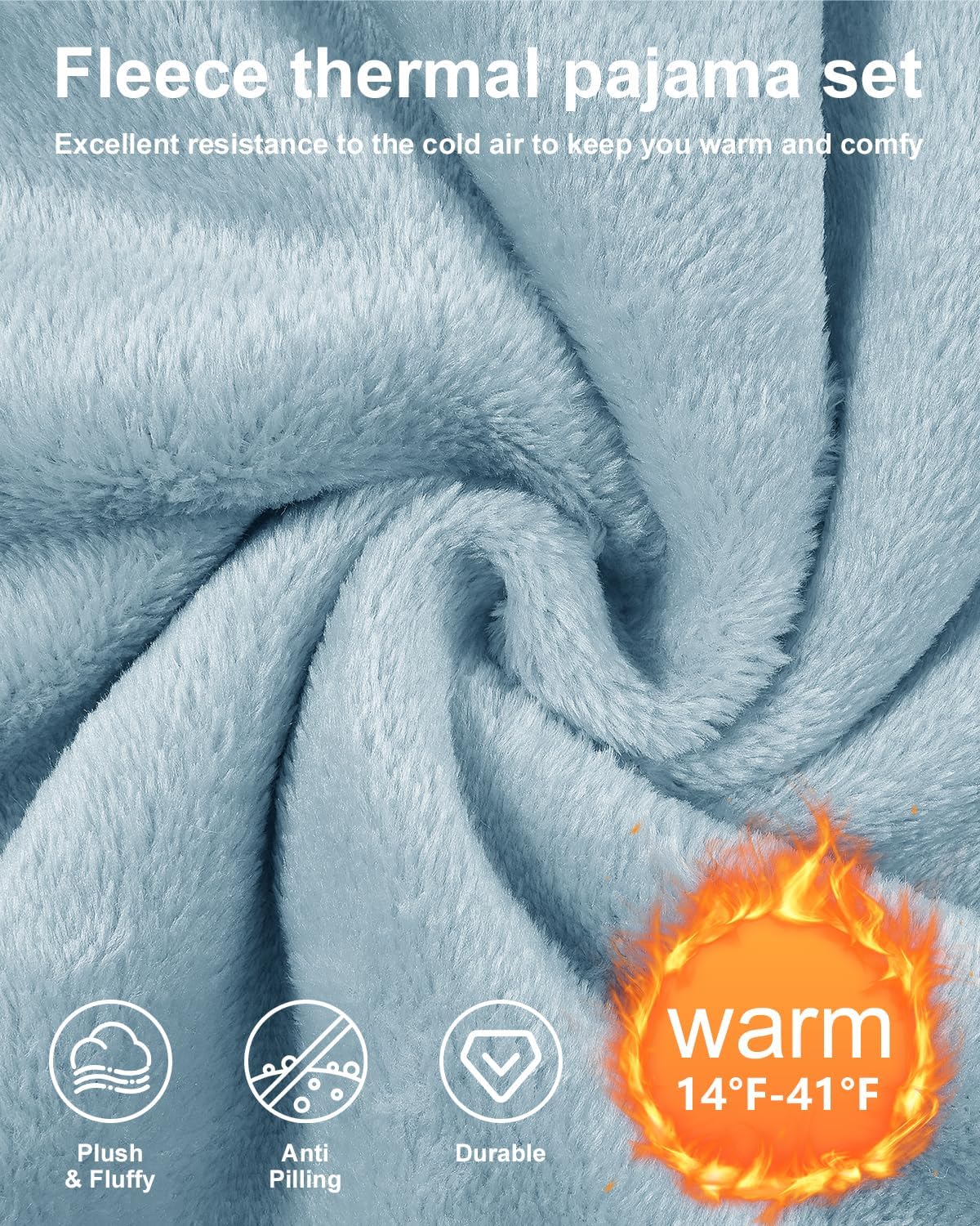 Womens Pajamas Set Fleece Sets For Women Long Sleeve Lounge Sets Soft Pj Sleepwear Loungewear - Image 4