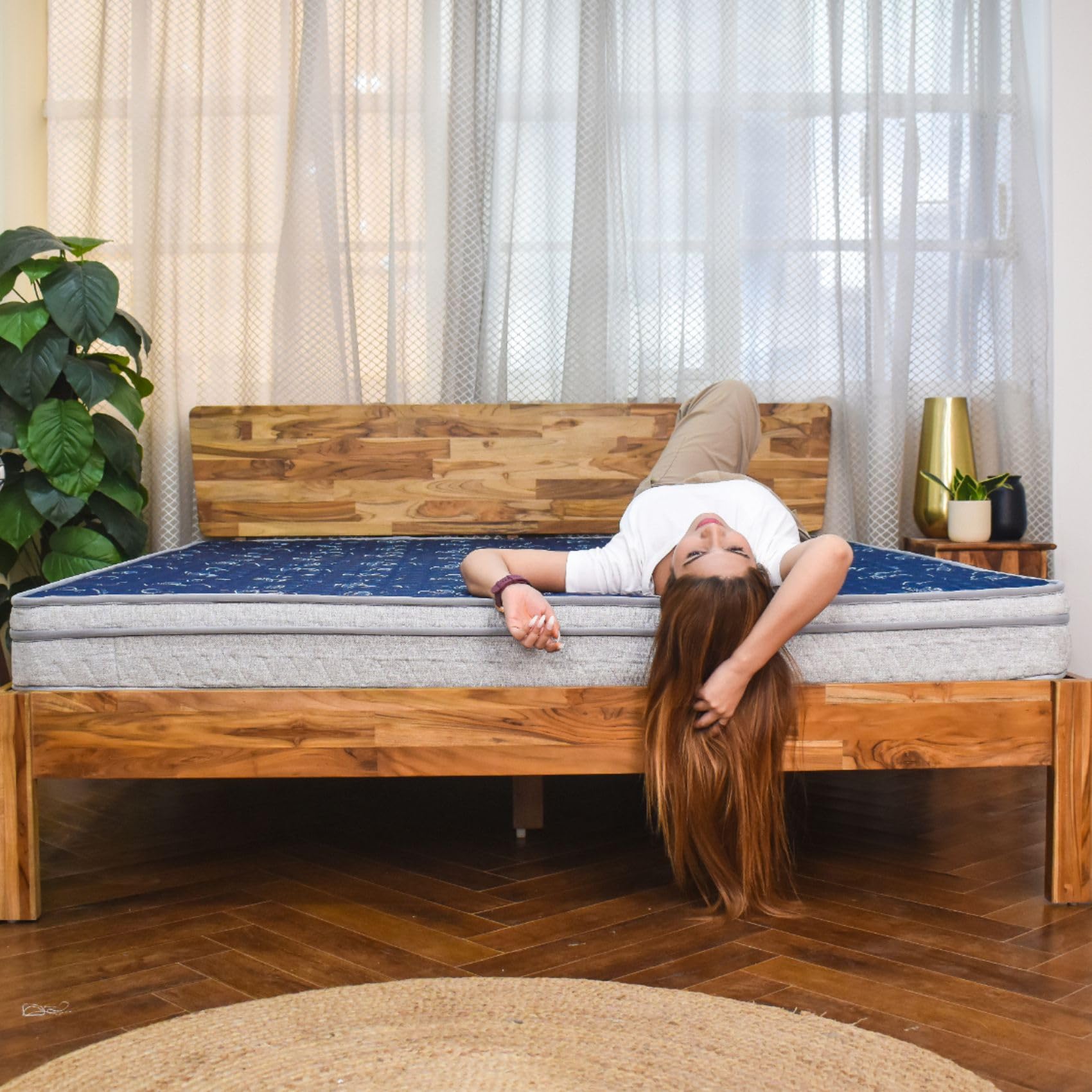 Coirfit LUXURINO Pillow Top with ISPT Tech. 5 Inch Queen Size Bonnell Spring Mattress 72X60 Inches with 7 Year Warranty | Firm Support Bed Mattress | Hotel Like Bounce | Orthopedic Comfort, Blue-image-49