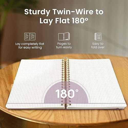 Miniatura 144 de Taja - Cuaderno de espiral forrado para trabajo, 300 páginas gruesas B5 (7.1 x 10 pulgadas), con rayas universitarias para escritura, tomar notas