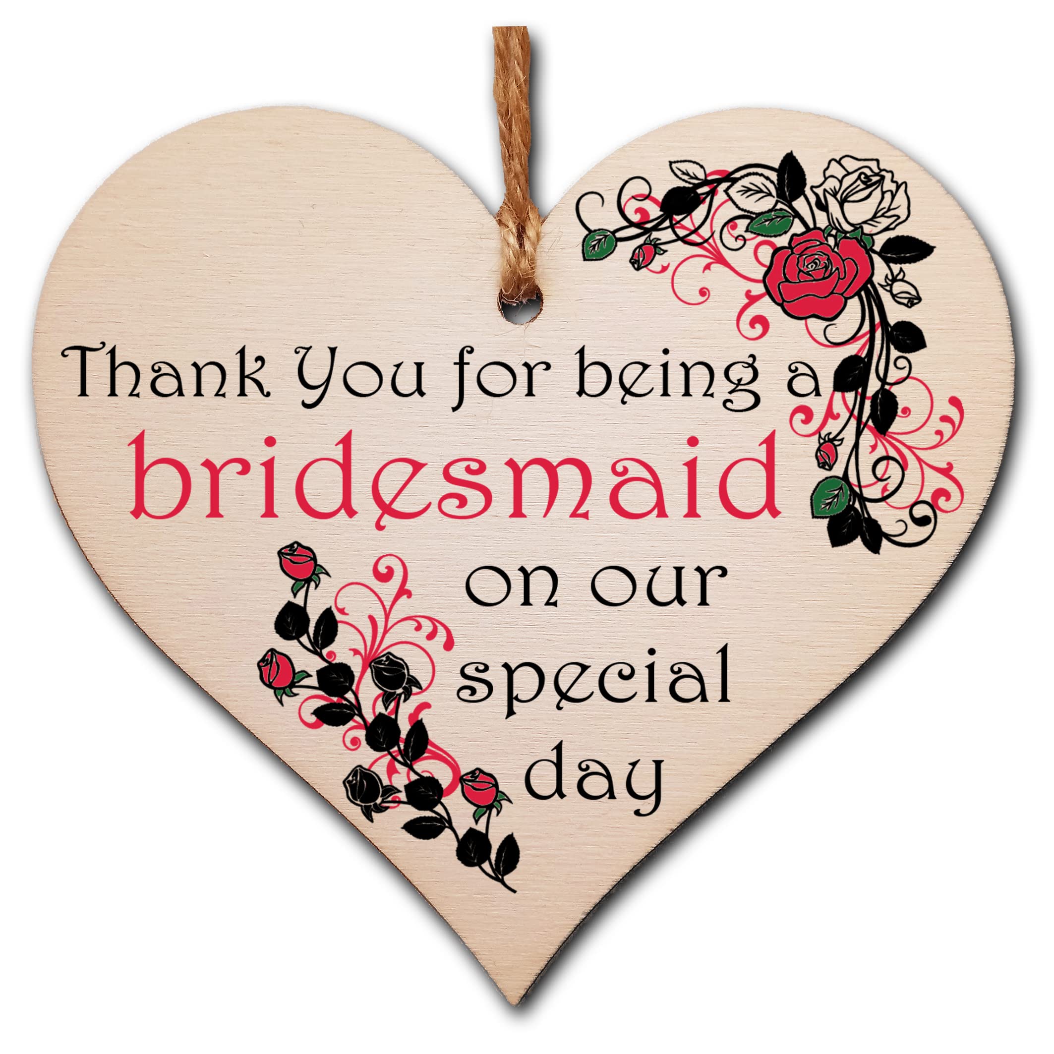 Gift In Can Handmade Wooden Hanging Heart Plaque Gift Thank You For Being My Bridesmaid Wedding Novelty Keepsake