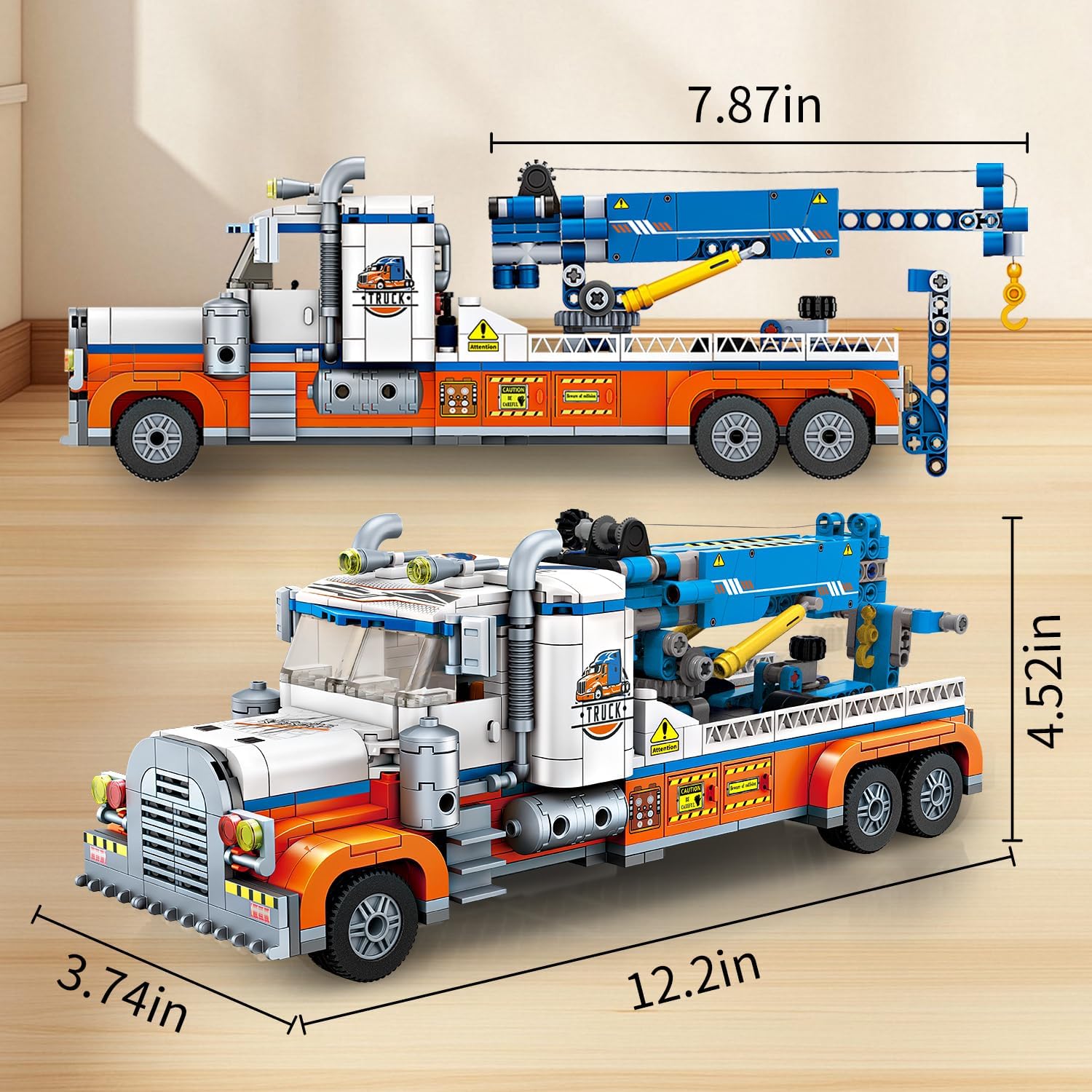 Tow Truck Building Kit 781 PCS, Crane Semi and Trailer Car Transporter, Construction Vehicles Building Blocks Set, Rescue Cars Compatible with Lego Truck, Gift for Boys Age 6-12 8-14 & Girls