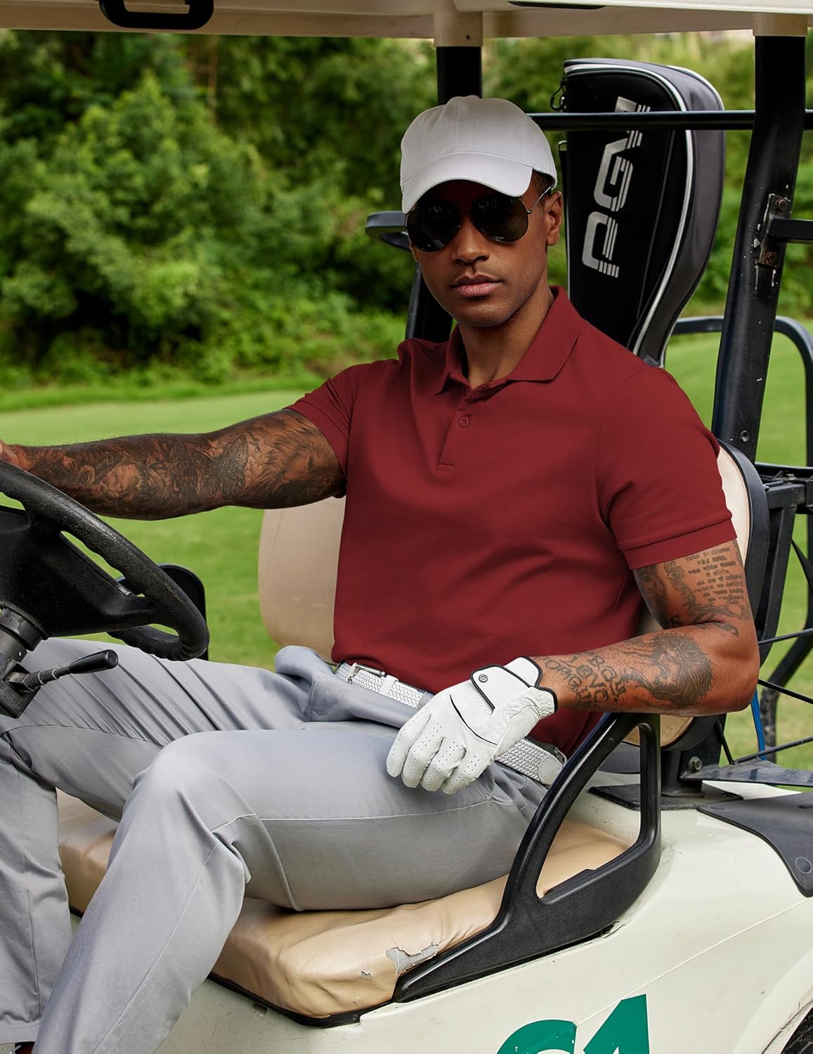 COOFANDY Men's Polo Shirts 100% Cotton Heavyweight Short Sleeve Button Golf Shirts Classic Pullover Ribbed Collar and Cuffs - Image 4