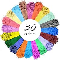 NTWJNJY 30 Color Shimmer Mica Powder Kit - Natural Cosmetic Grade Pigment for Epoxy Resin, Soap, Bath Bombs, Candles, Slime (30x3g Bags)