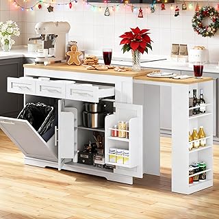 Concho 70'' Kitchen Island with Extendable Dining Table, Rolling Kitchen...