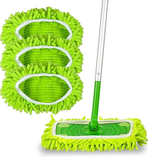 HOMJOY 3 paquetes de repuestos de trapeador reutilizables compatibles con Swiffer Sweeper, paños de trapeador húmedos y secos resistentes, lavables