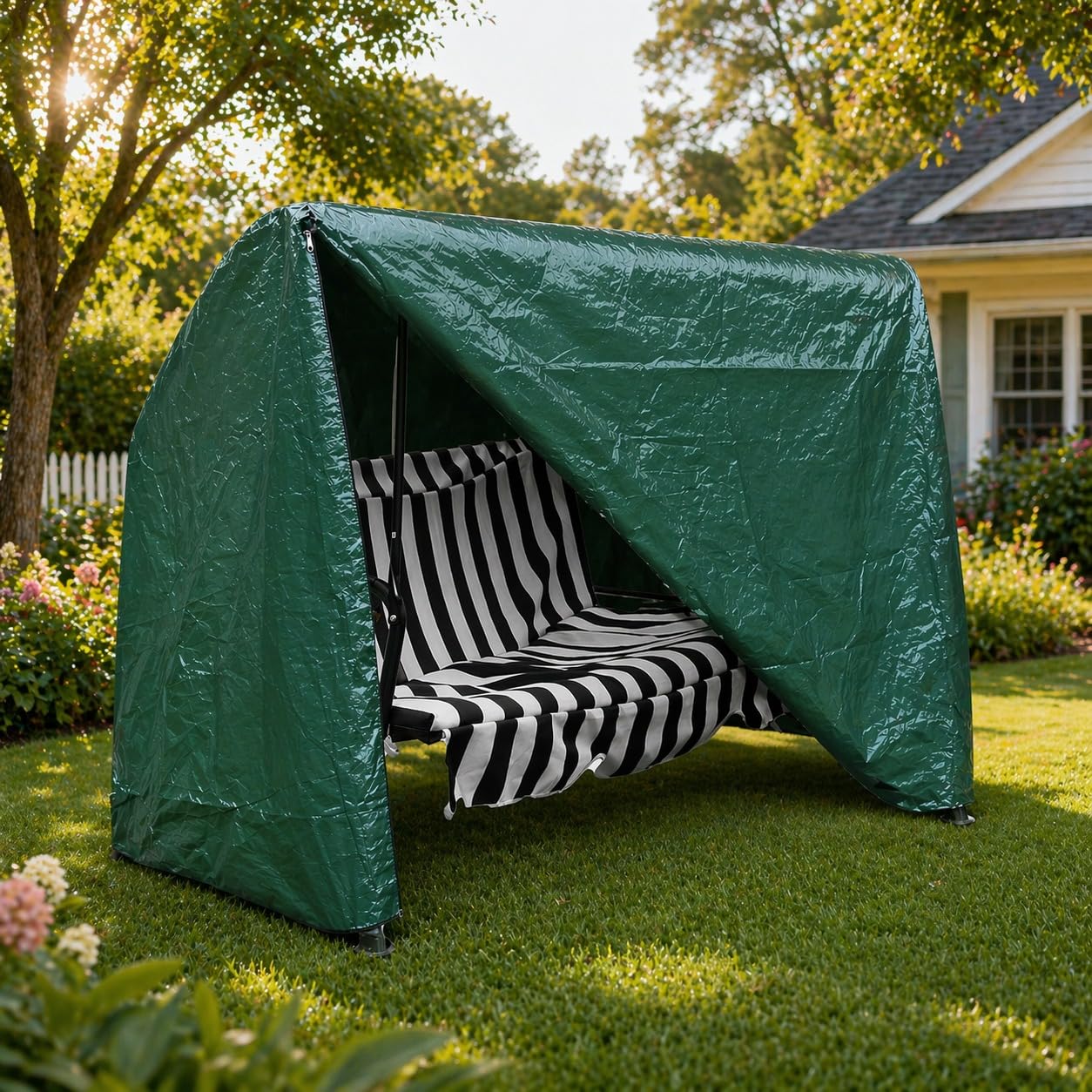 DIVCHI Housse de protection imperméable pour balancelle 3 places pour extérieur, jardin, terrasse