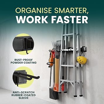 Green Haven Wall Mounted Garage Shelving Unit |Shed & Garden Tool Organiser