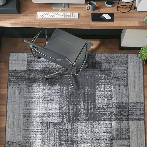 Miniatura 7 de Rugshop Alfombra suave de diseño envejecido contemporáneo, 5 x 7 pies, color gris