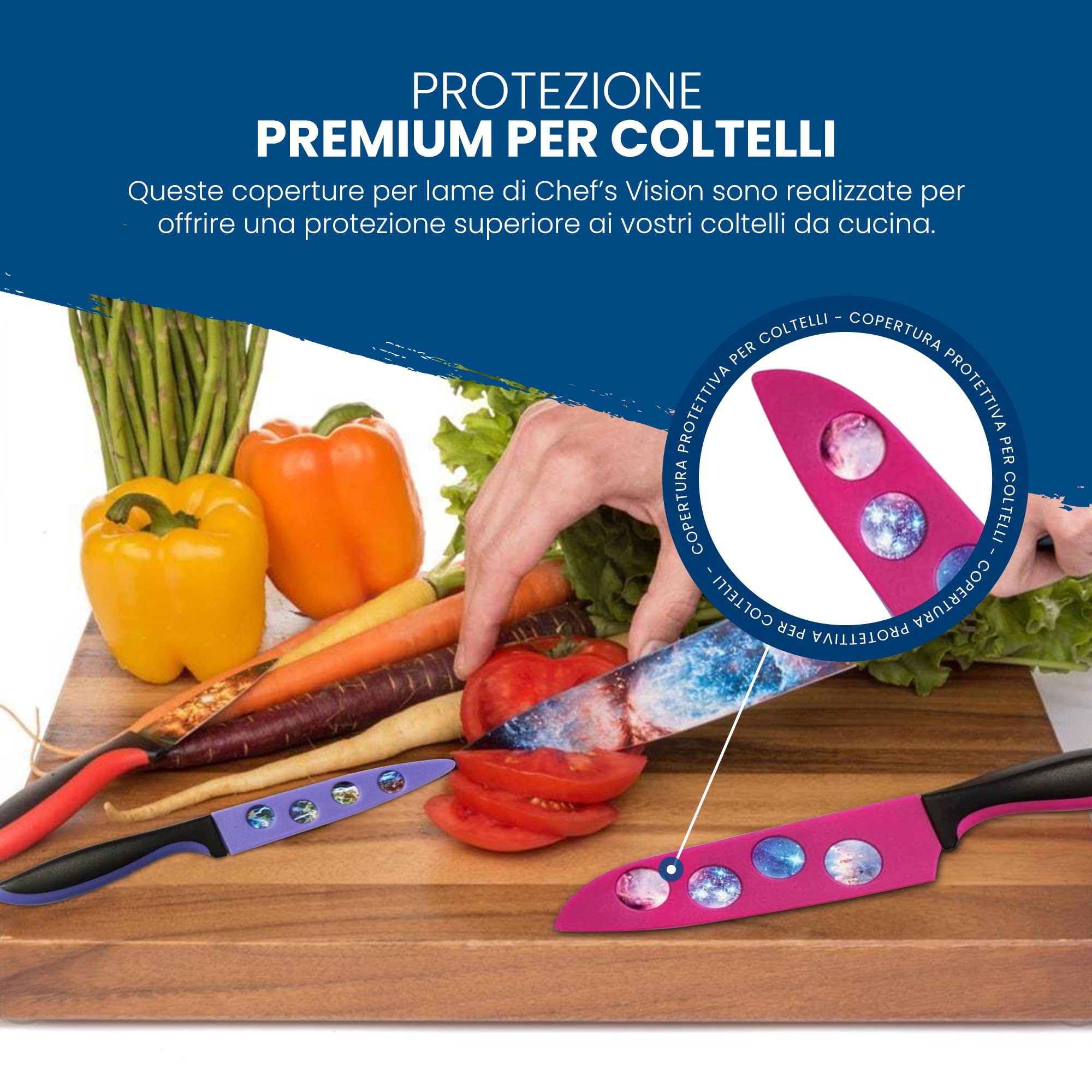 Coperture per Lame di Coltelli Chef's Vision Paesaggio - Guardie di Coltelli Premium per Coltelli da Cucina - Proteggi i tuoi coltelli con eleganti fodere per coltelli - Coltelli non inclusi