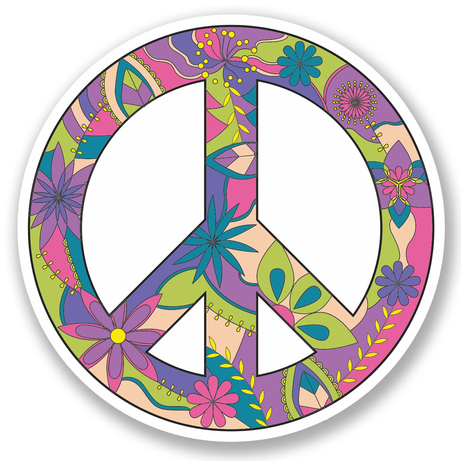 Destinationvinyl Multi 2 X 10Cm Peace Symbol Vinyl Sticker Bike Laptop Helmet Car Flowery Hippy #5181 (10Cm X 10Cm)