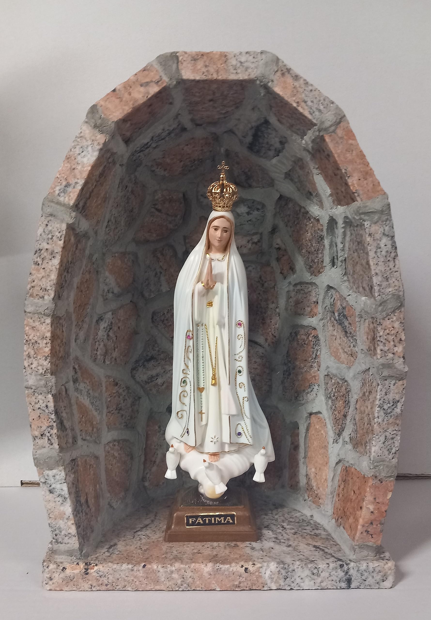 Grotte Pour Statue ArteSacraCaravaggio En Marbre Gris Poli 37x26cm - Fabriquée à La Main En Italie