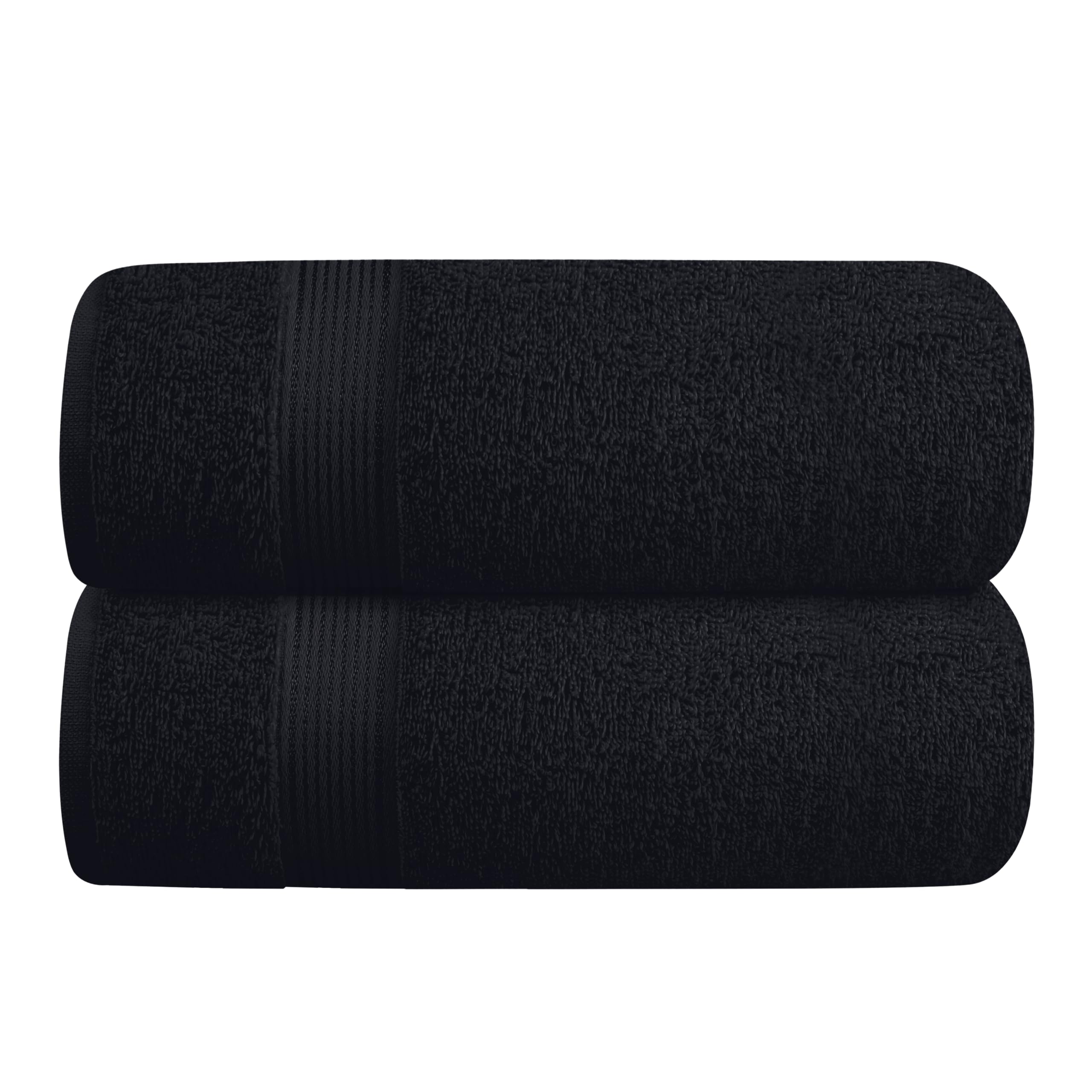 Elvana Cotton 2 Pack Oversized Bath Towel Set 28x55 inches, Large, Ultra Absorbant Compact Quickdry & Lightweight Towel, Ideal for Gym Travel Camp Pool - Black