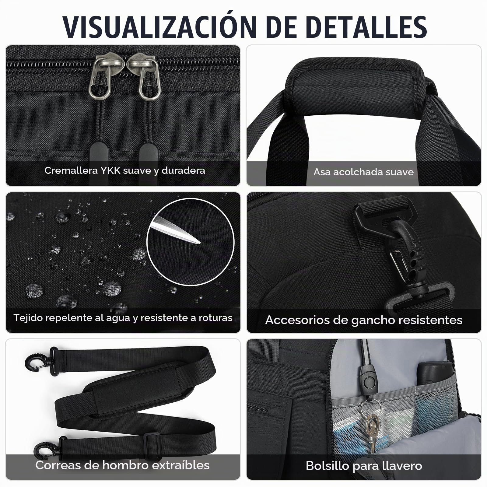Bolsa de Deporte Bolsa Gimnasio para Hombre Mujer Bolsa de Viaje con Zapatos y Compartimentos Húmedos Fin de Semana Travel Duffle Bag Bolsos Deportivos Fitness 55L