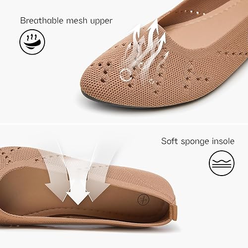 Vista 6 de Zapatos planos para mujer, zapatos de vestir para mujer, zapatos planos de ballet elegantes y cómodos con punta puntiaguda, planos plegables