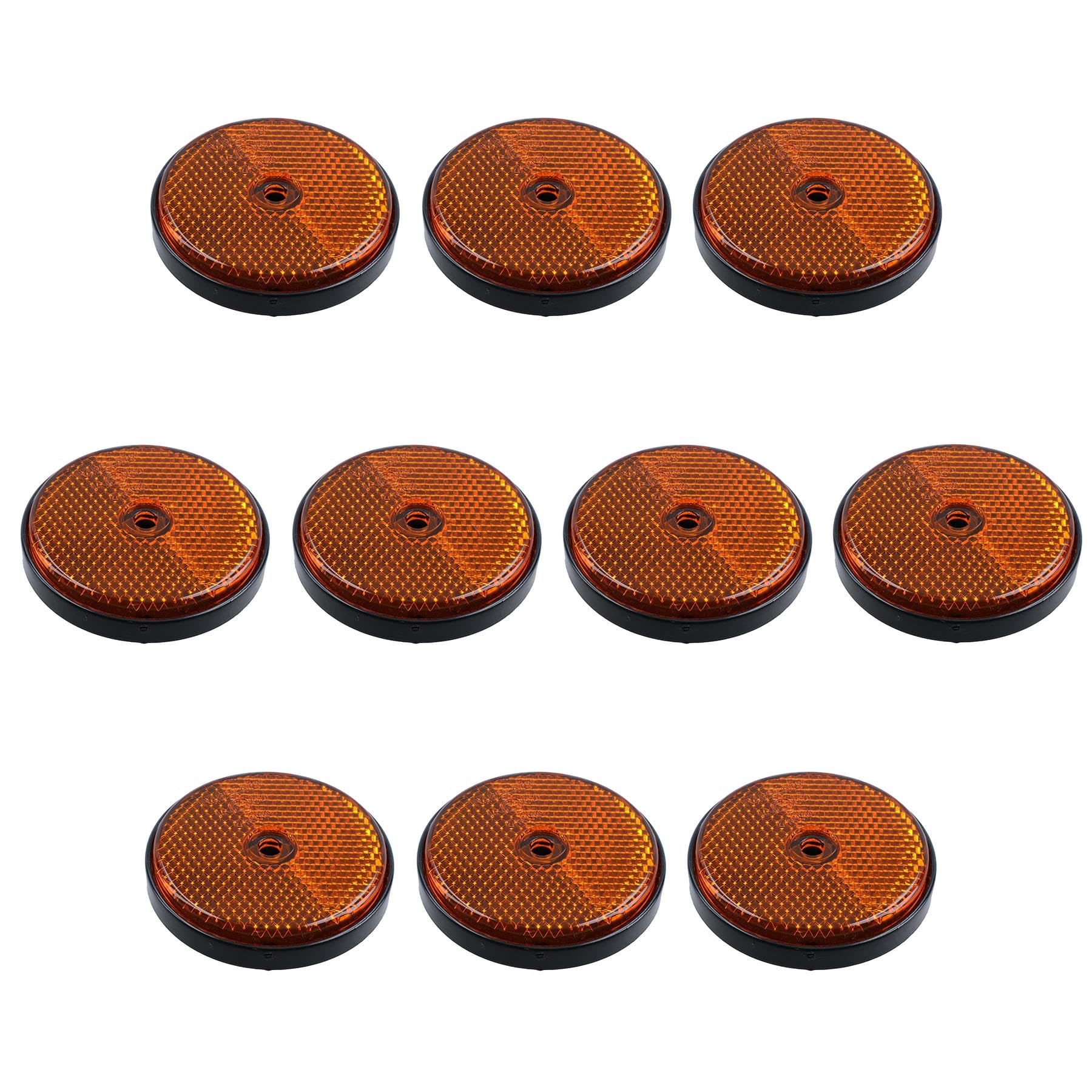 10 x Orange Amber Round Circular Reflectors for Driveway Gate Fence Post Trailers