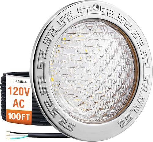 SURAIELEC Luces de piscina para piscina enterrada, luz subacuática LED de 10 pulgadas y 120 V, 35 W (equivalente a 300 W), 4000 lm, blanco frío 6000