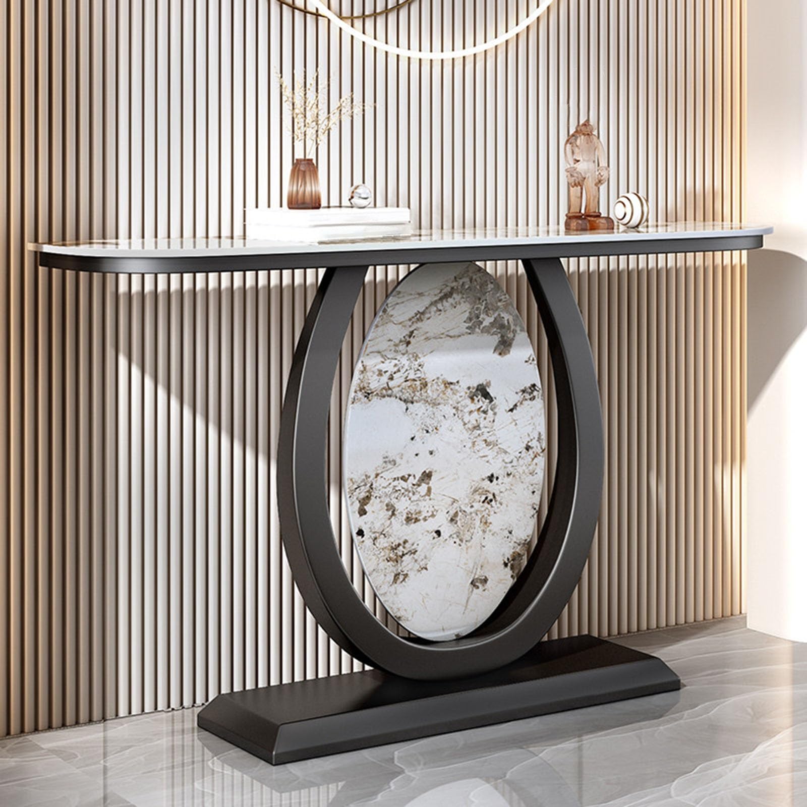 Console Entrée Table Console en Pierre Frittée Moderne Meuble Couloir