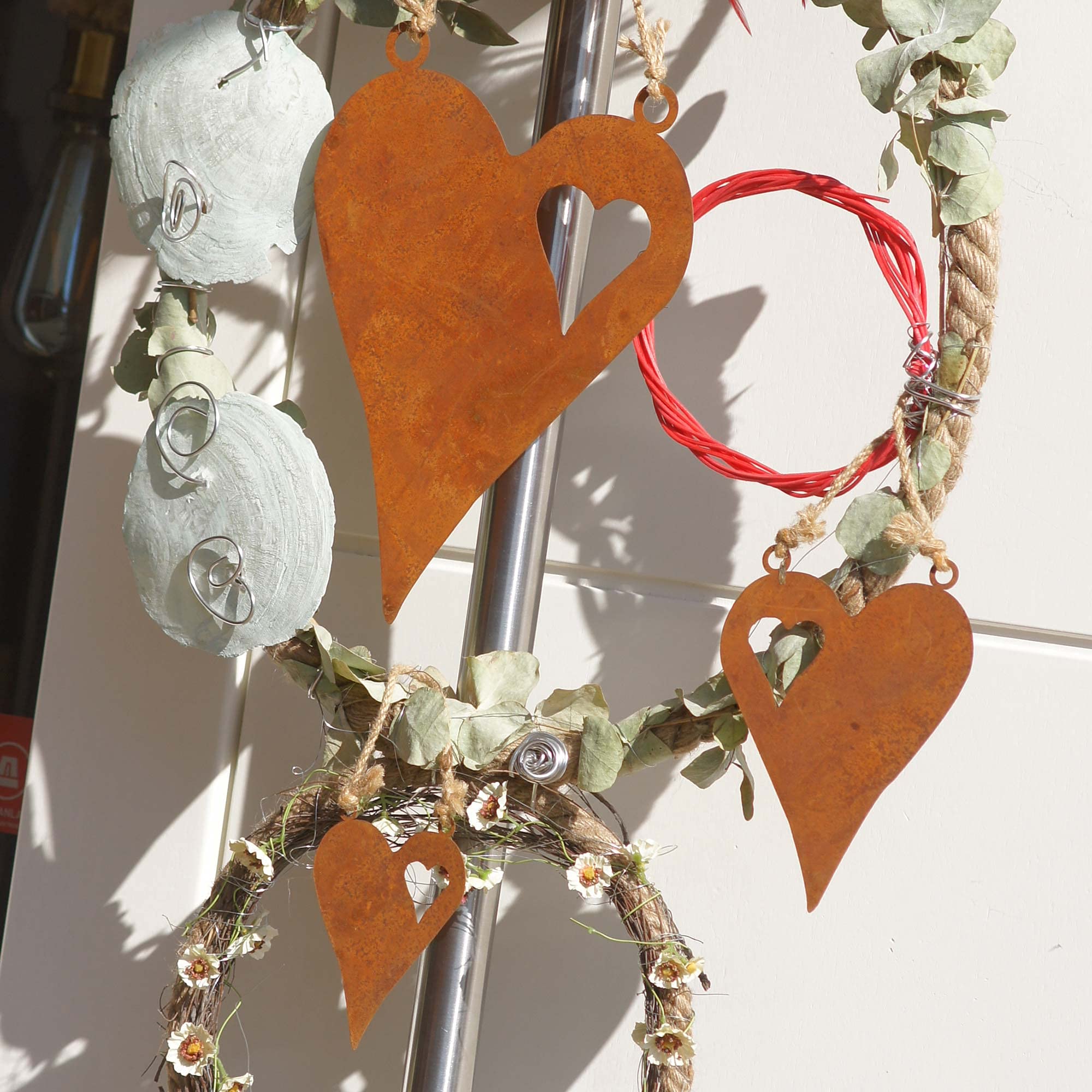 Decorazioni Da Giardino A Cuore In Metallo Effetto Ruggine - Set 3 Pezzi, Diverse Misure, Per Recinzioni, Prato E Pareti - Foto 7