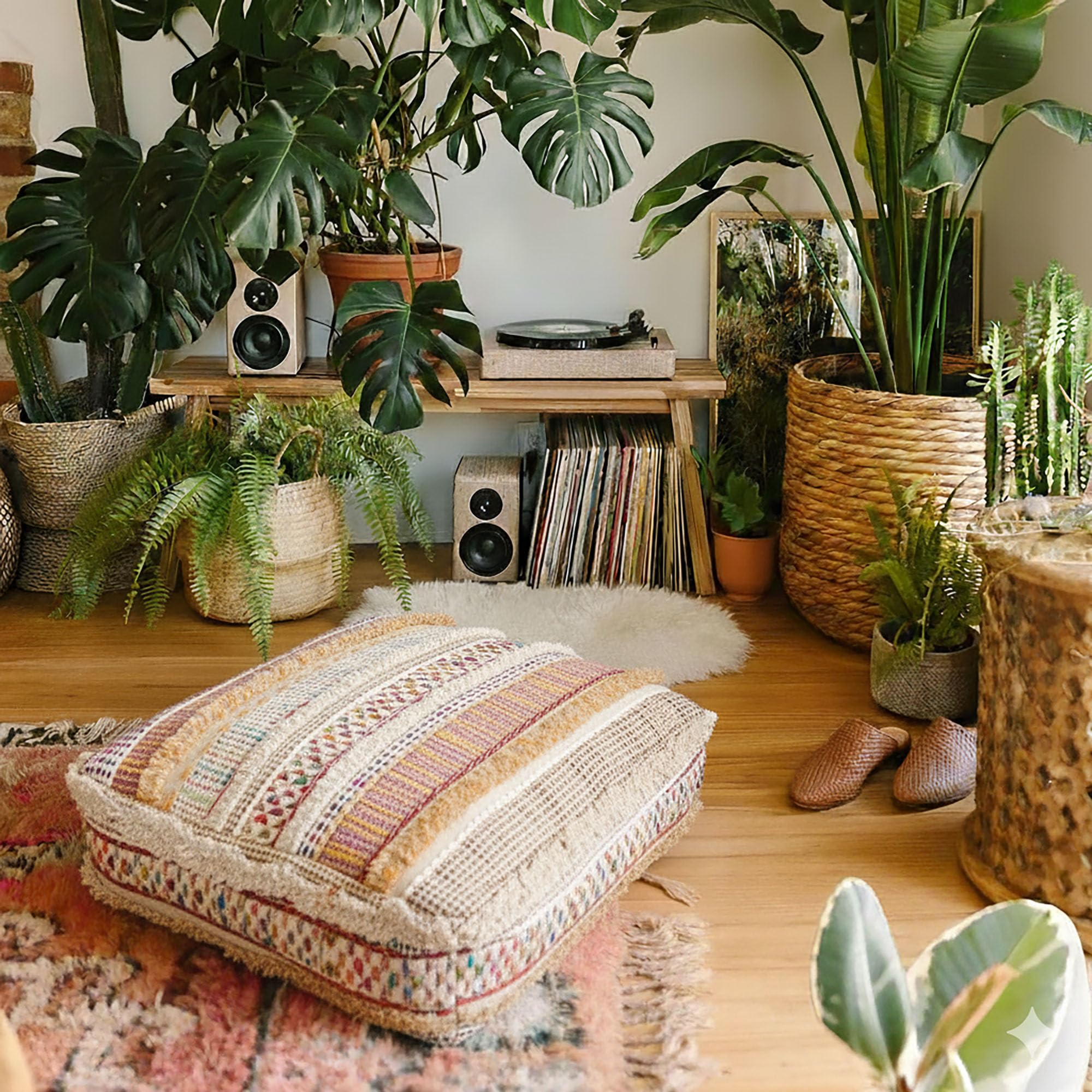 Mandala Life ART Fodera per cuscino da pavimento quadrato bohémien - 60x20 cm - 100% cotone - Custodia pouf per pouf per soggiorno, camera da letto, patio e altro