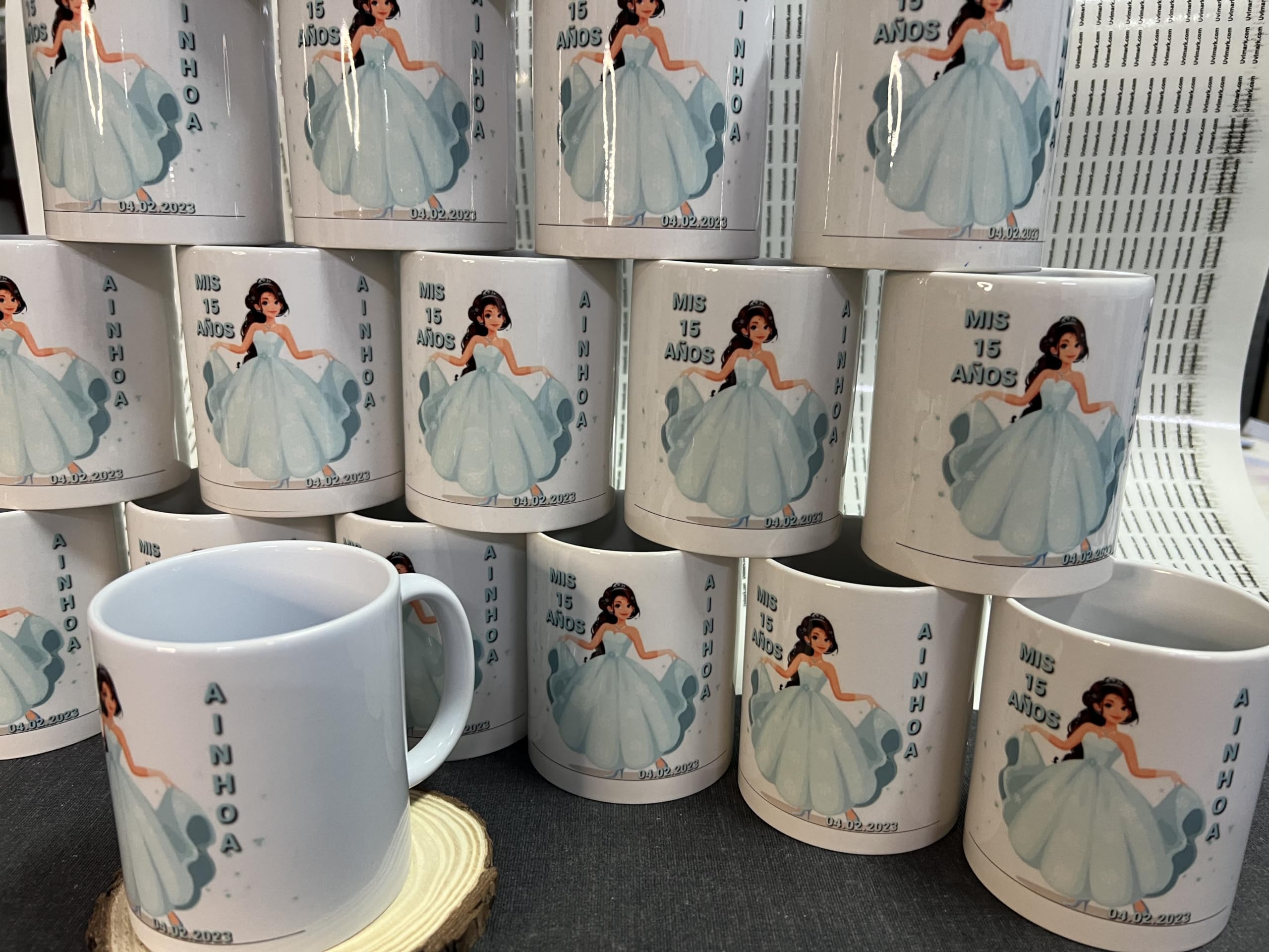 Uvimark - 10 Tazas Personalizadas - Mugs personalizables para para Bodas, Cumpleaños, Comuniones, Empresas - Regalo Original