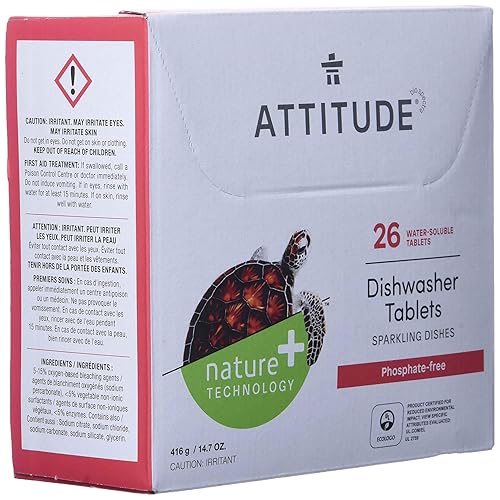 Miniatura 6 de Pastillas para Lavavajillas ATTITUDE, Fórmula Efectiva a Base de Plantas y Minerales Soluble en Agua, Libre de Fosfatos, Vegana y Sin Crueldad, Sin