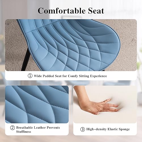 Miniatura 4 de YOUNIKE Juego de 2 sillas de comedor tapizadas de piel sintética, sillas de cocina modernas, sillas laterales para sala de estar, dormitorio, con