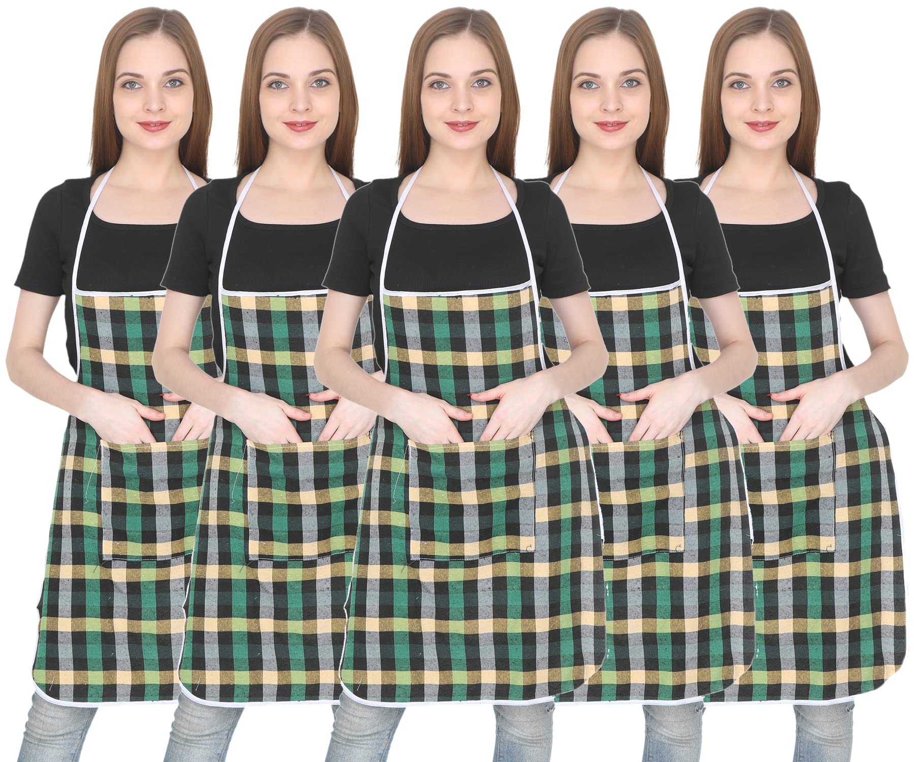 BHD CREATIONS Cotton Check Fabric Cooking Waterproof Apron For Women Kitchen Dress (FREE, GREEN, 5) (B0BDX9ZYXV) Amazon Price History, Amazon Price Tracker