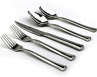 Vista 4 de Juego de cubiertos de acero inoxidable 18/10 de 20 piezas de cuchillos de carne serrados clásicos y afilados, color negro espejo, servicio para 4