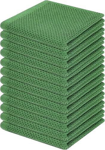 Homaxy Paños de cocina de 100% algodón con tejido de gofre, ultra suaves, absorbentes, de secado rápido, 12 x 12 pulgadas, paquete de 12, verde