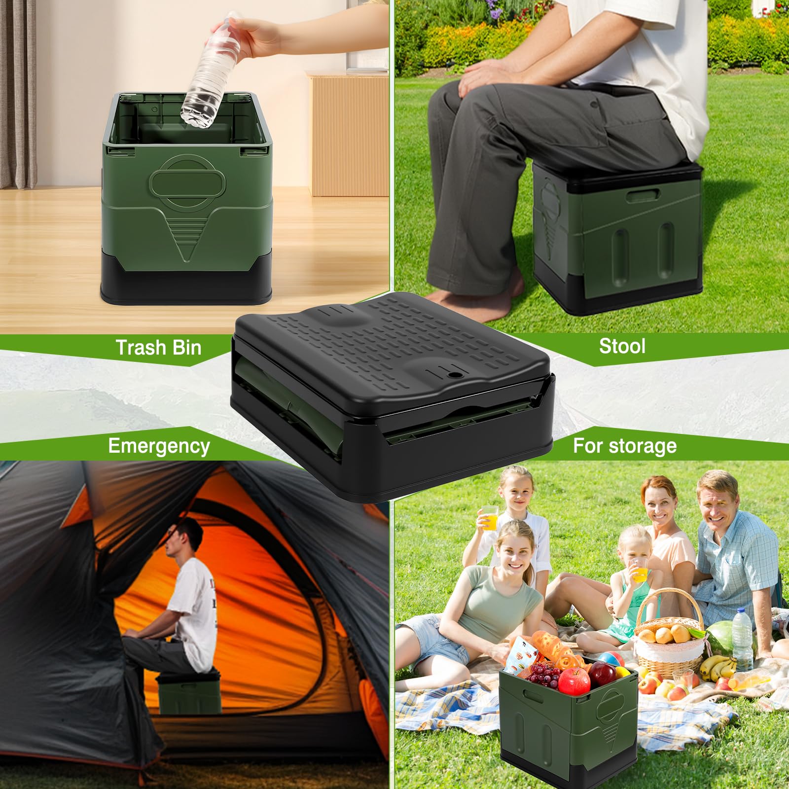 Zorplex WC Portatile da Campeggio, Pieghevole e Robusto con 25L Capacità, Sacchetti Igienici, Cuscino & Borsa da Trasporto, Adulti Toilette Ideale per Camper, Viaggi, Escursioni & Emergenze