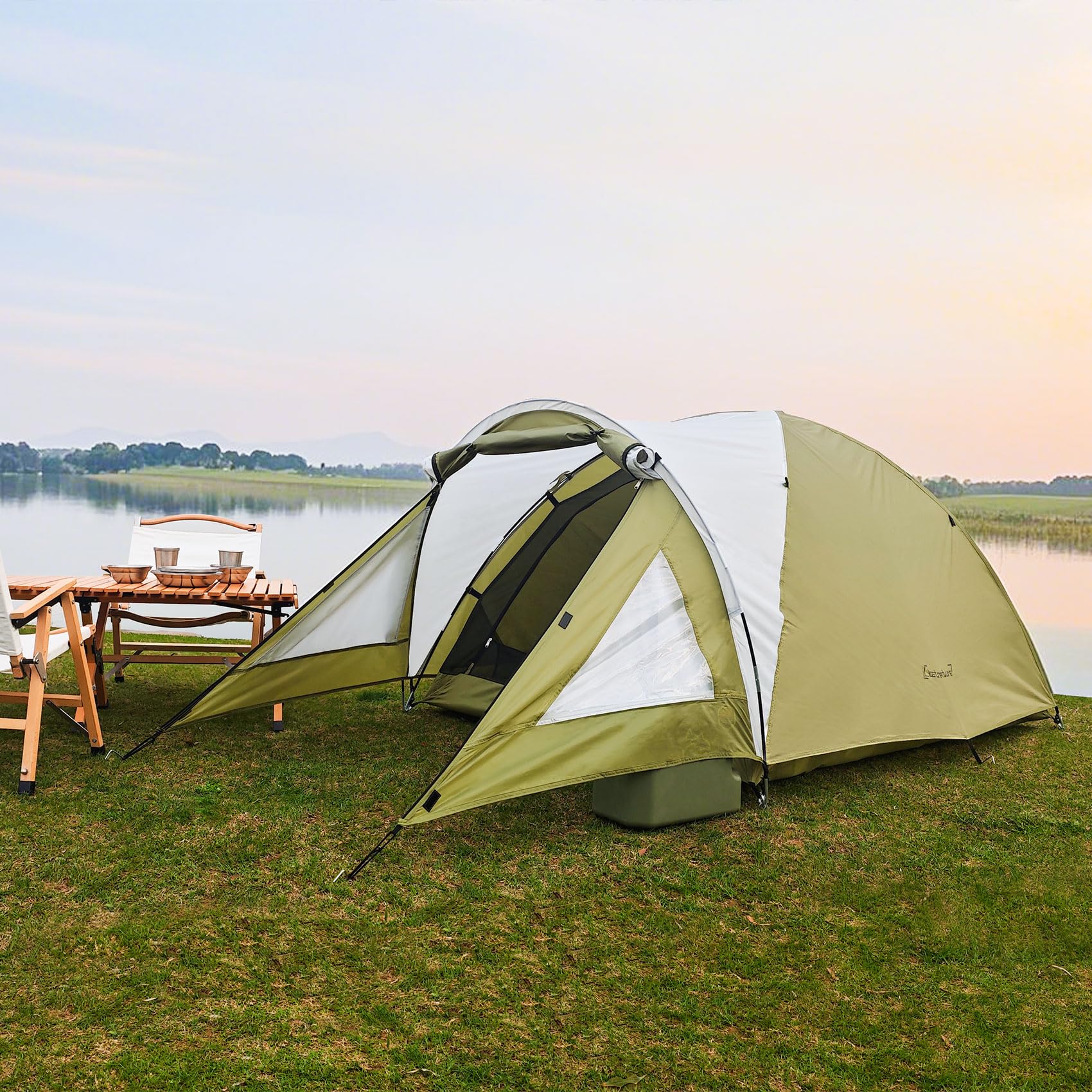 Clostnature Camping Zelt 2 Personen - 2 Mann Zelt Wasserdicht mit Vorraum, Leicht und Kompakt mit kleinem Packmaß, 3-4 Saison Doppelwandig Campingzelt für Outdoor-Abenteuer, Kuppelzelt mit Moskitonetz