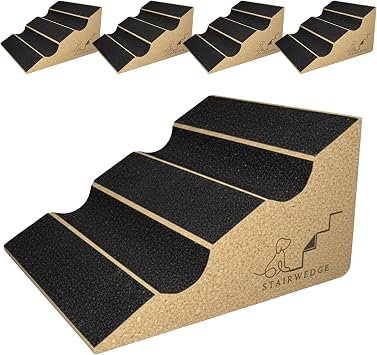 Dog Ramp for Stairs Soft Non Slip Carpet Natural Cork Pack of 5