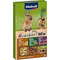 Vitakraft Kräcker Mix, bastoncini da sgranocchiare per conigli nani, con popcorn e miele, con verdura e barbabietola rossa, con uva e noci, senza l’aggiunta di zuccheri e cereali (1x 160g)