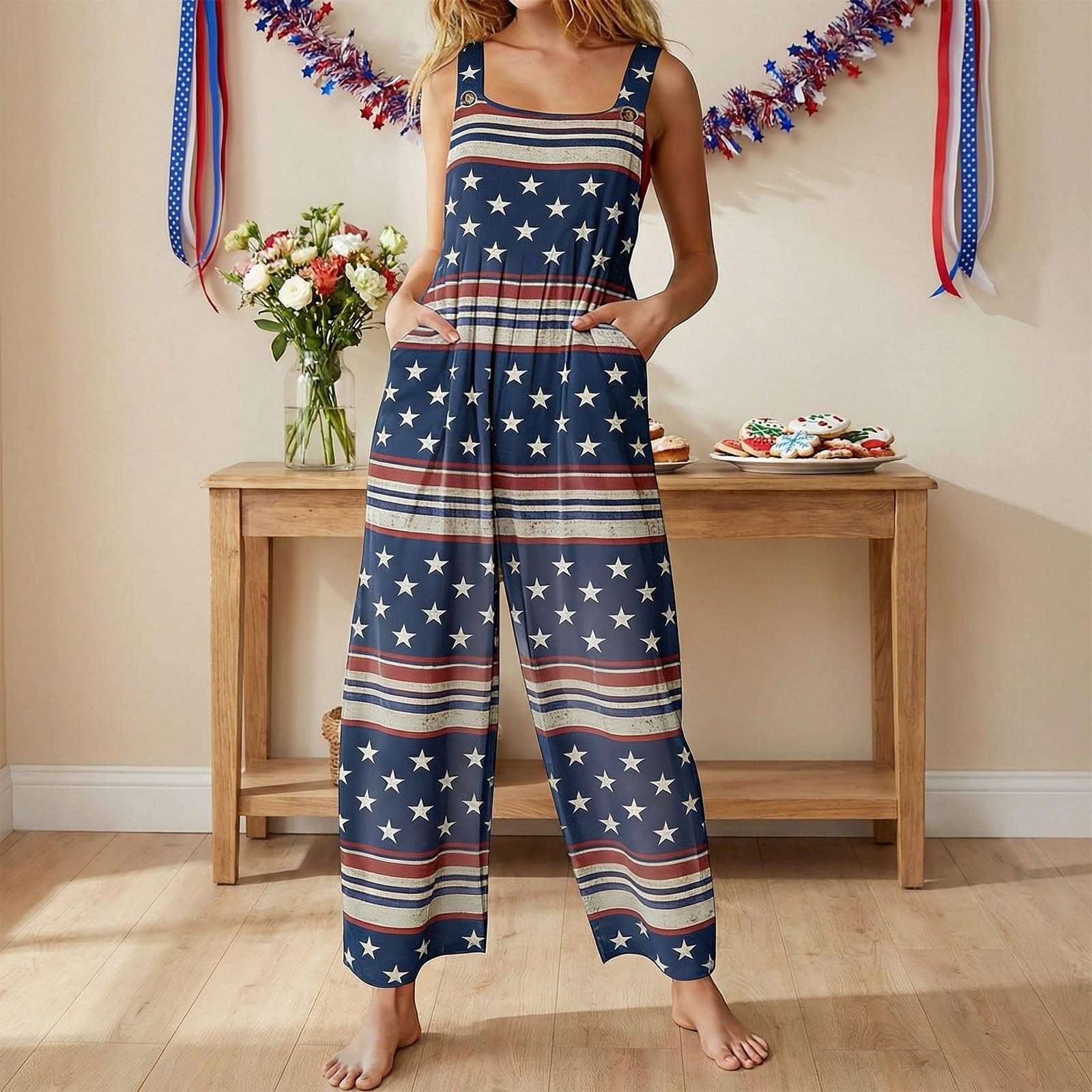 WWricotta Mono corto sin tirantes con estampado floral, ligero, de tejido mixto, informal, para verano y actividades al aire libre, mujer, shorts, bolsillos, cintura elástica, para festivales, fresco