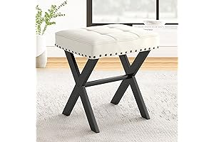 LUE BONA Hollywood Vanity Stool with Chic White Leather