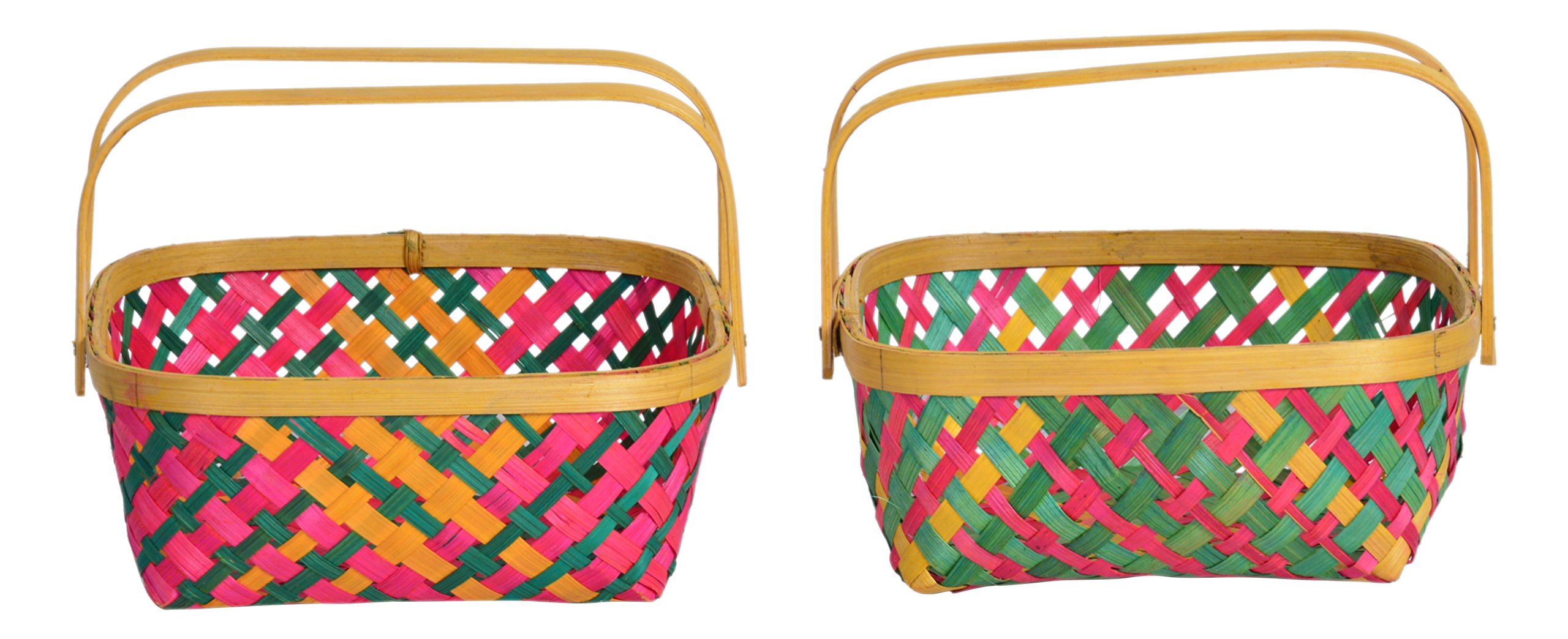 Artesano Bamboo Multi-Purpose Storage Basket (8 inch by 8 inch square, Set of 2)
