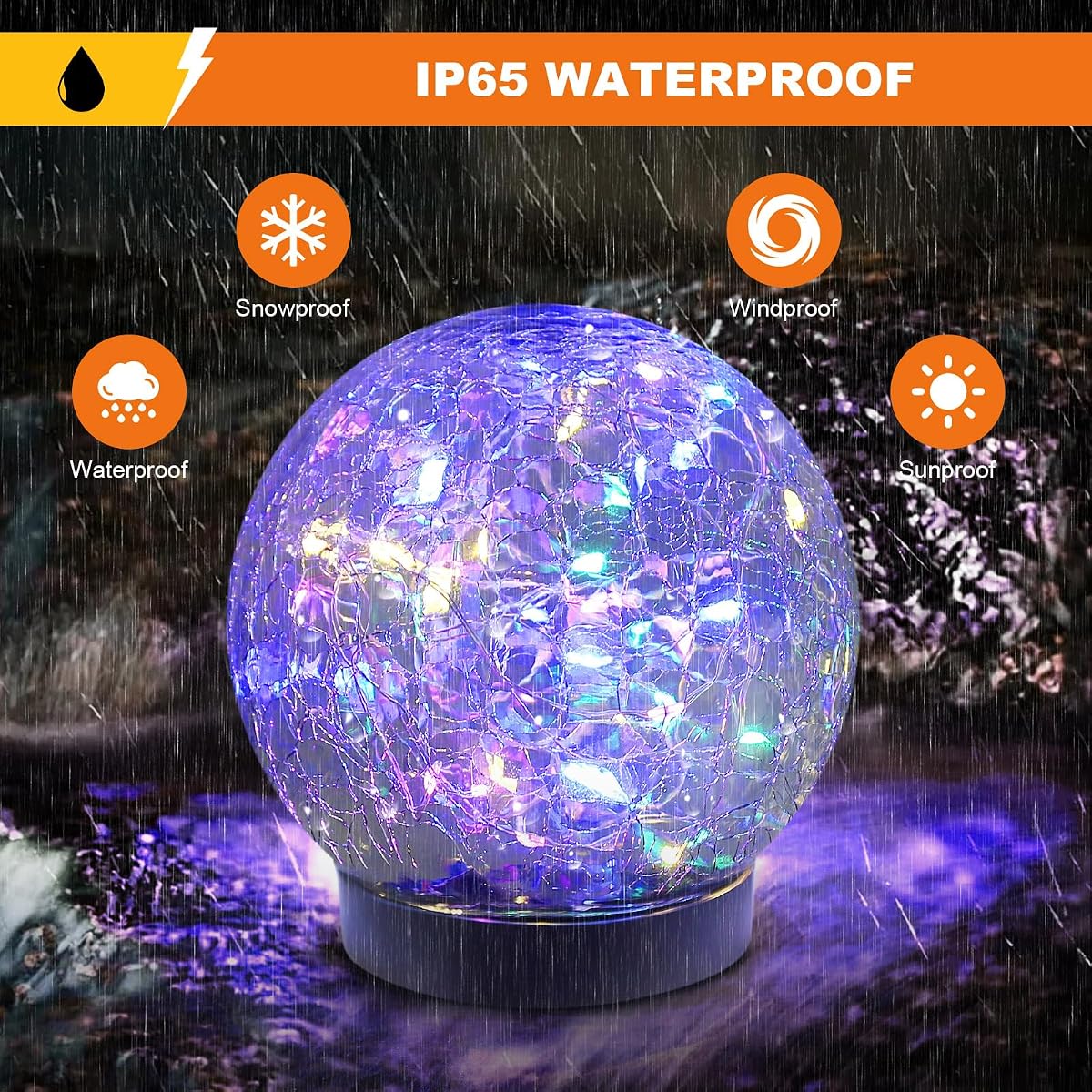 Solar Globe Lights Outdoor Waterproof-Solar Balls-Solar Garden Lights Orbs Multicolor 2 globes image 1