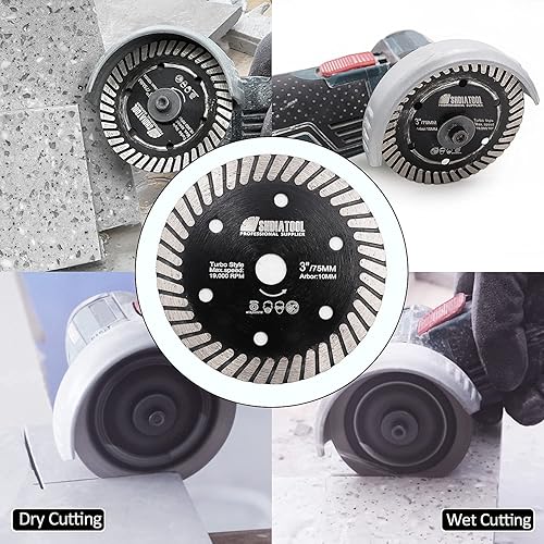 Miniatura 2 de SHDIATOOL Hoja de sierra de diamante para azulejos, 3 piezas de 3 pulgadas2.953 in x eje de 38 pulgadas0.394 in para cerámica, porcelana dura,