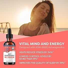 Vimergy USDA Organic Ashwagandha - Fast-Absorbing Stress Support - Thick, Potent Formula - Vegan, Gluten-Free - 27 Servings (2mL - 48-54 Drops)