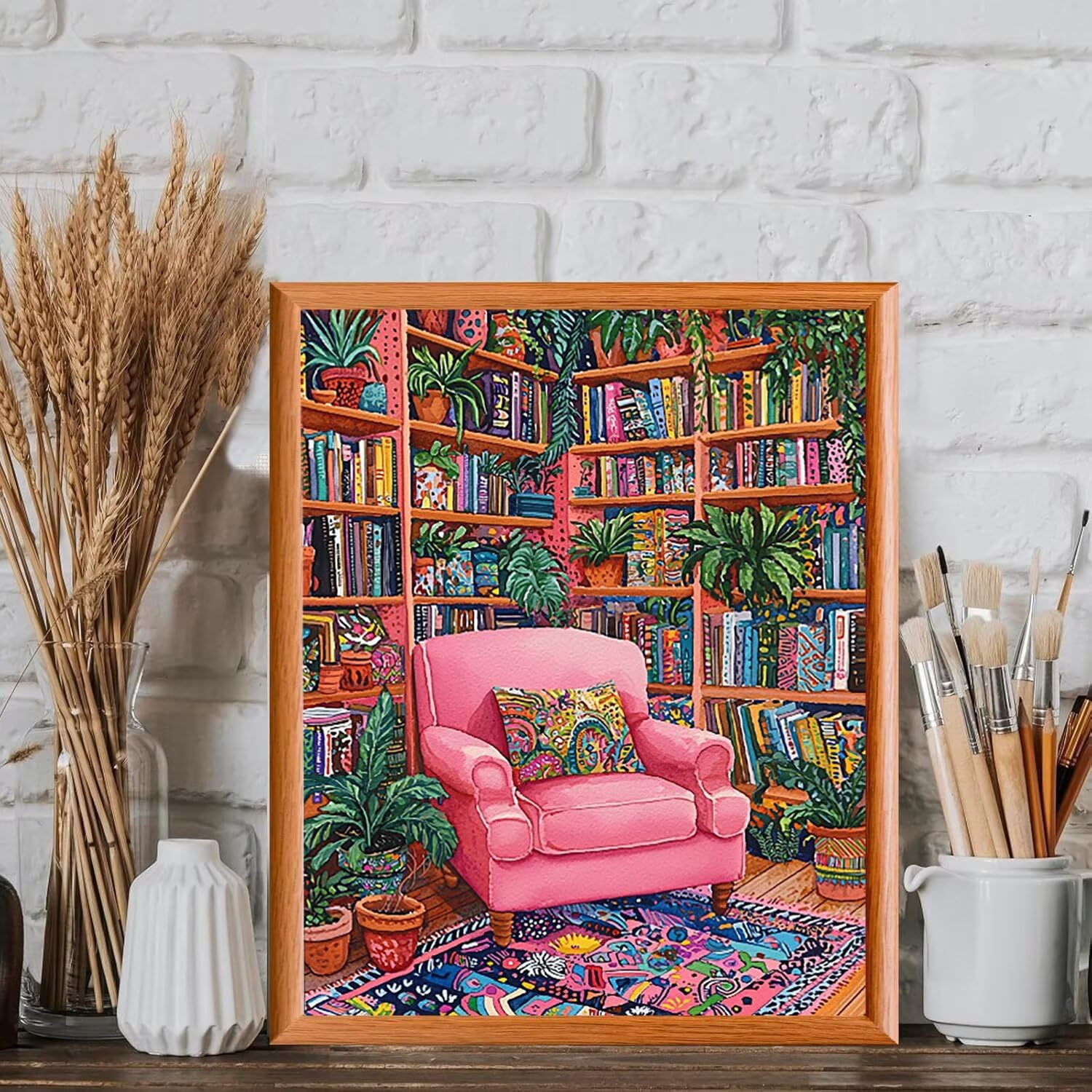 WEISHIWE Bibliothèque Peinture Numero Adulte Kits, 80x100cm m-893