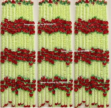 SPHINX MULTICOLORED ARTIFICIAL FLOWERS GARLANDS FOR DECORATION - PACK OF 10