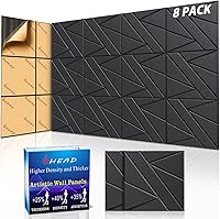 8-Pack High-Density 1.2lb/ft³ Self-Adhesive Acoustic Soundproof Foam Panels 12x12x0.47in - Peel & Stick for Studio Walls, Black