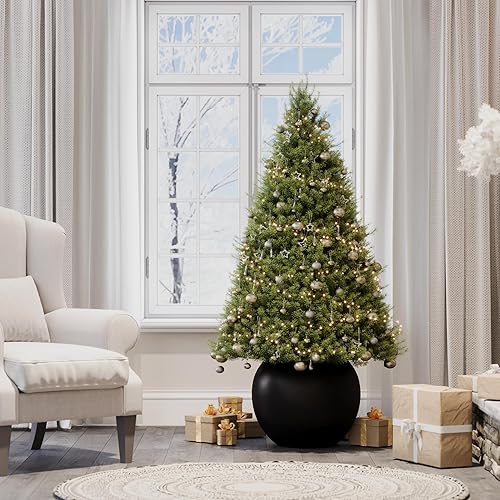 Miniatura 10 de DTY Signature Mount Sherman - Maceta de fibra de 1 pieza para interiores y exteriores, color blanco, 17 pulgadas de alto x 21 pulgadas de diámetro